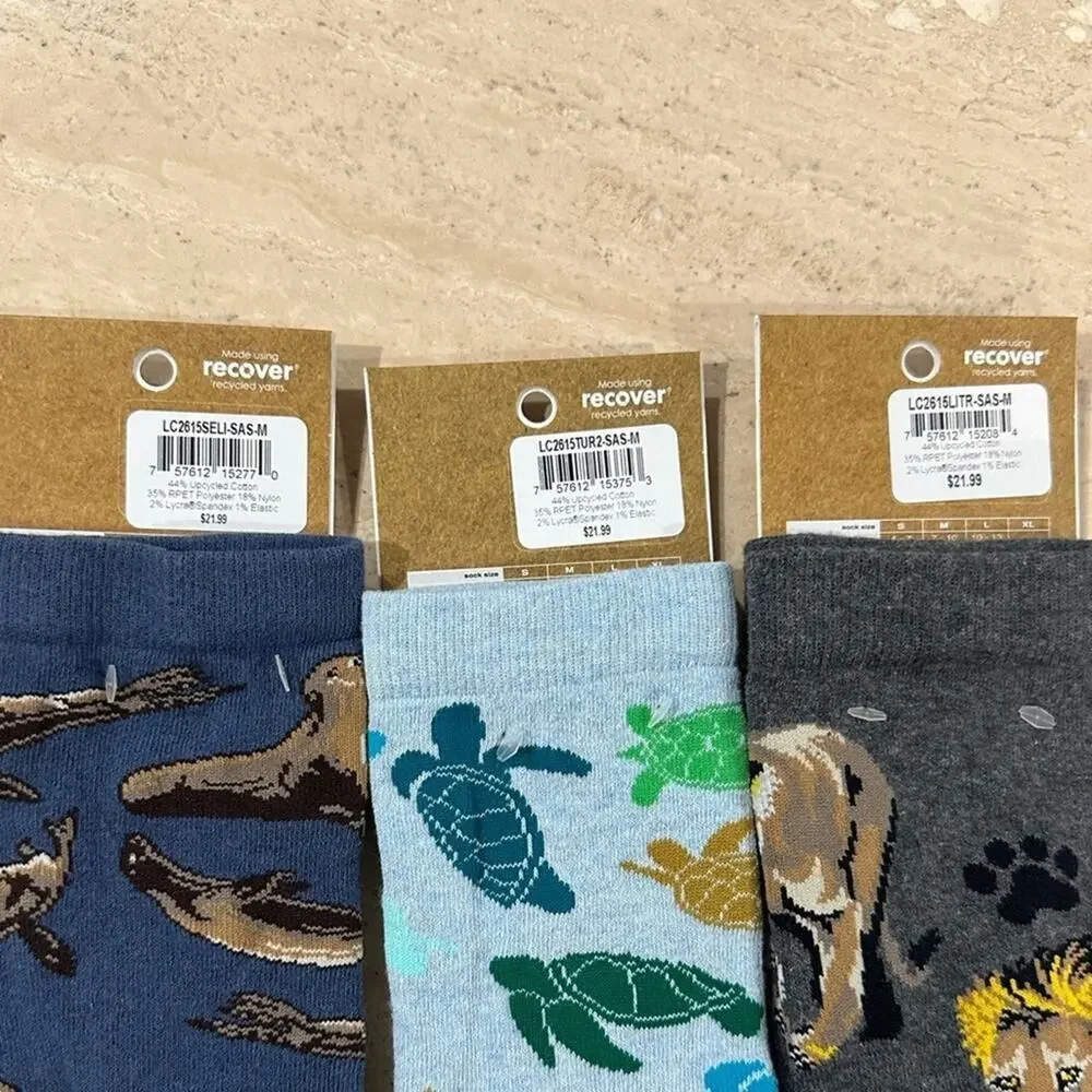 3 pair of‎ TCK Lions, Sea Lions and Turtle Crew Socks NWT Size M